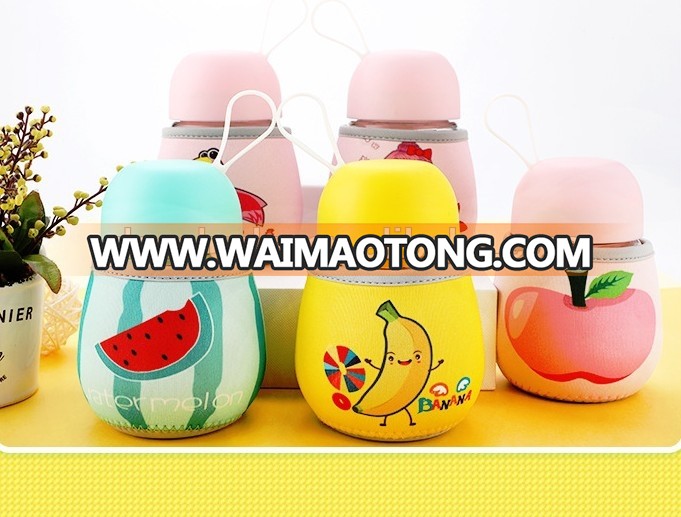 cute colorful penguin glass sport water bottle with sling and sheath