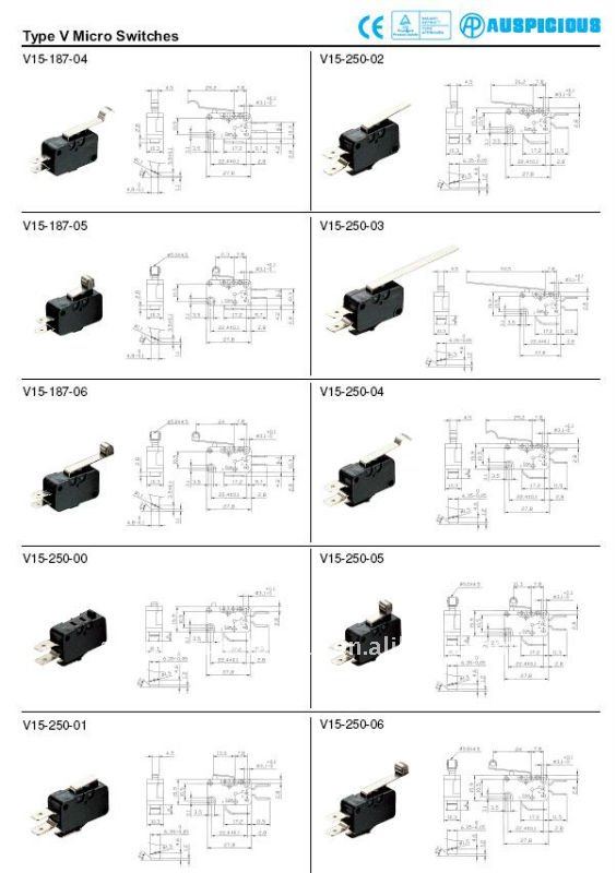 CE TUV Mini Micro Switch, Limit Switch, 125V 250V AC/DC