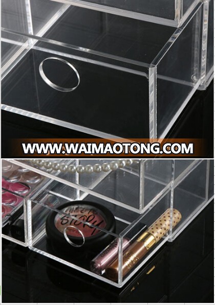 Acrylic Crystal Makeup Organizer With Drawer Toilet Organizer Box