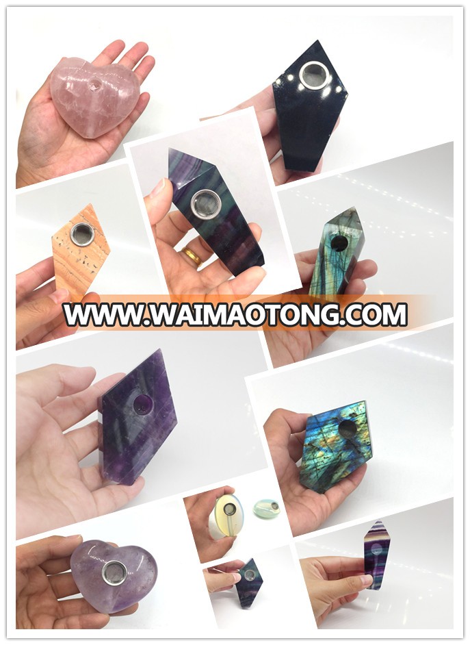 Wholesale Natural Tobacco Pipe Crystal Weed Pipe Fossil Stone Smoking Pipe