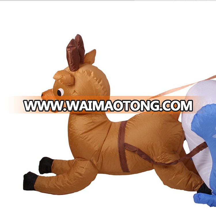 wholesale 2m long inflatable santa with sleigh and reindeer