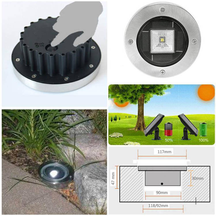 High brightness IP68 Stainless steel underground solar lights outdoor for garden pathway yard