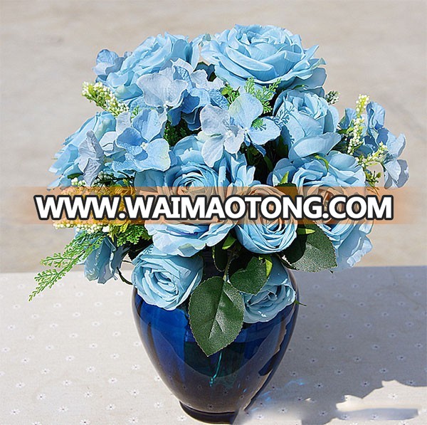 2018 Wholesale high quality silk artificial rose bouquet for wedding