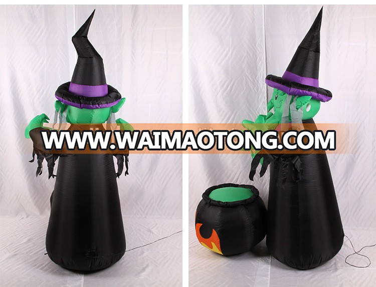 1.8m inflatable green witch halloween yard decoration