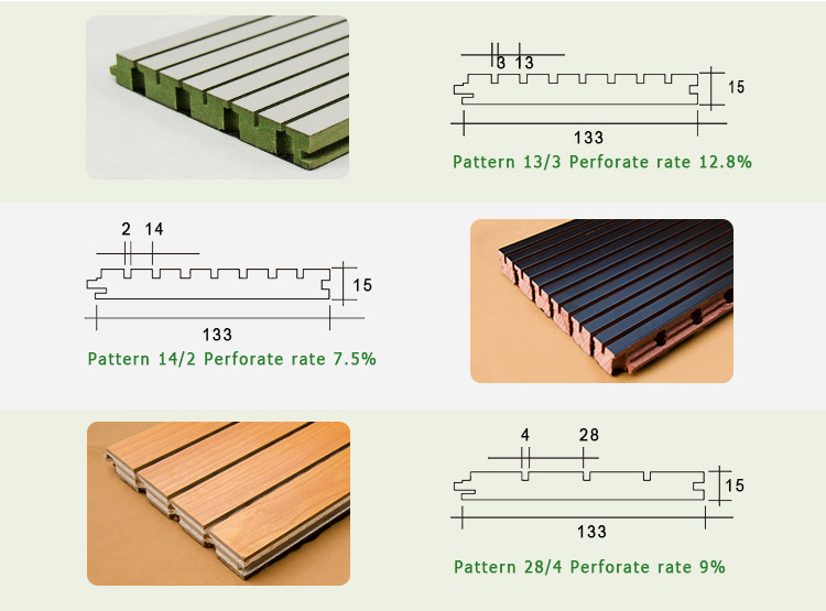 TianGe fire proof Melamine substrate black fabric/fleece Back Finish grooved wood acoustic panel for auditorium/hall