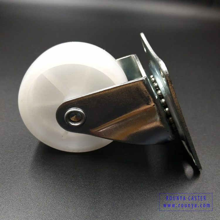 Replacement white single wheel light duty swivel plate plastic caster for furniture and rack