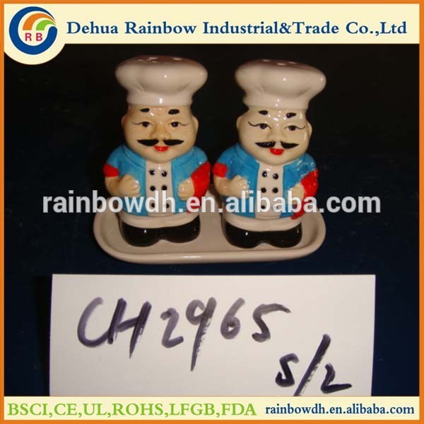 Color drawing cooker shape ceramic salt and pepper shaker