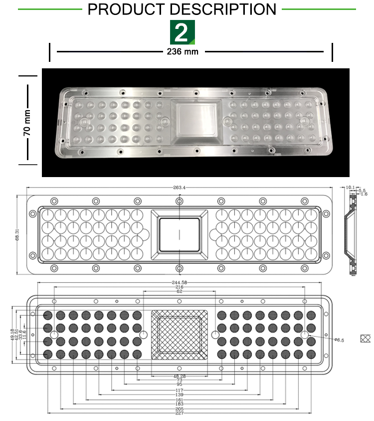 Optico 60 Degree SMD 2835 LED Module Lens For Street Light