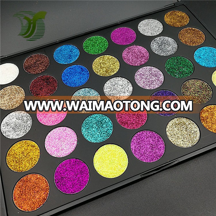 2017 FashionNo animal fat pressed metallic shimmer glitter eyeshadow powder palette private label glitter eyeshadow