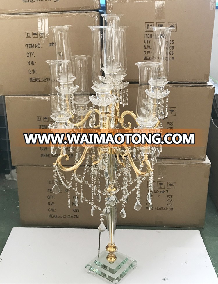 crystal glass candelabra centerpieces 9 arms tall gold candelabra on sale