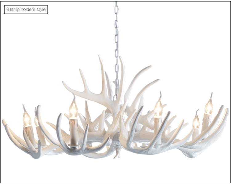 Living High Quality Natural Resin E14 Socket White Antler Chandelier