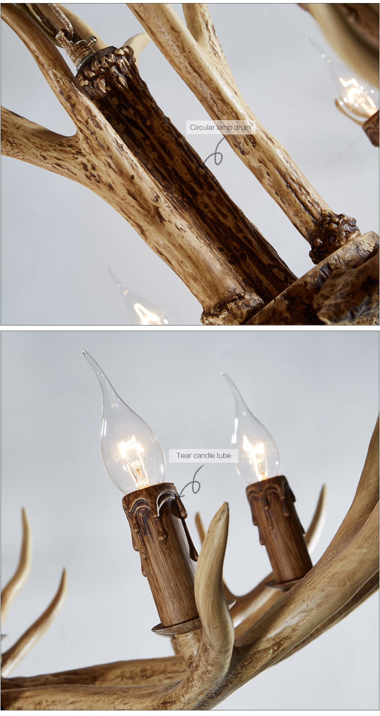 Decorative Light Cheap Price Resin+Crystal Antique Antler Chandelier For Sale