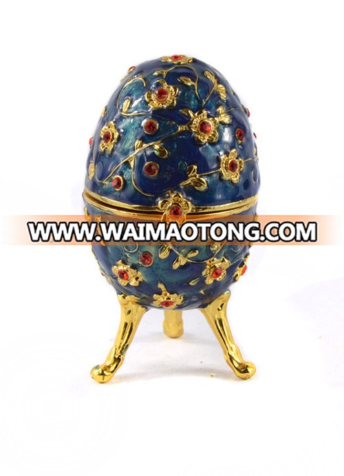 full flower into faberge egg enamel metal jewelry trinket box (QF038)