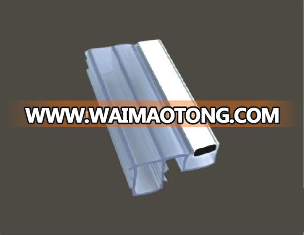 PVC magnetic shower door seal strip for 180 degree malposition glass doors