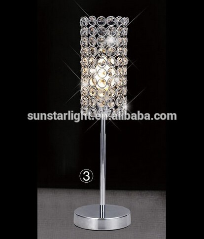 Modern Round Living Room Desk Lamp Metal Body With Crystal Lampshade Bedroom Table Lamp