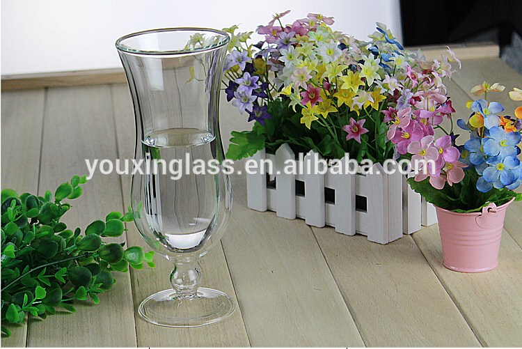 Creative double walled handmade mouthblown glass wine cup