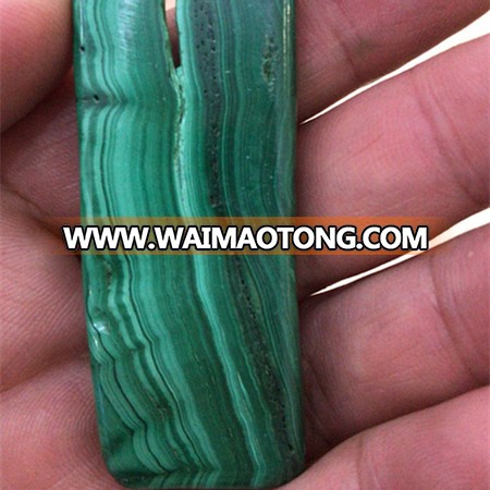 Polished natural green malachite rough slice