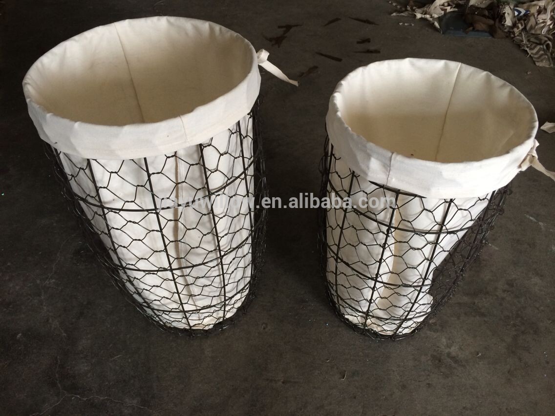 wholesale stainless steel kitchen cooking wire mesh basket handmade wire storage basket with fabric liner