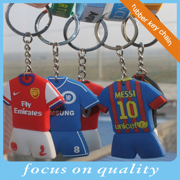 rubber embossed double sides pvc keychain jersey souvenirs keyring for promotion