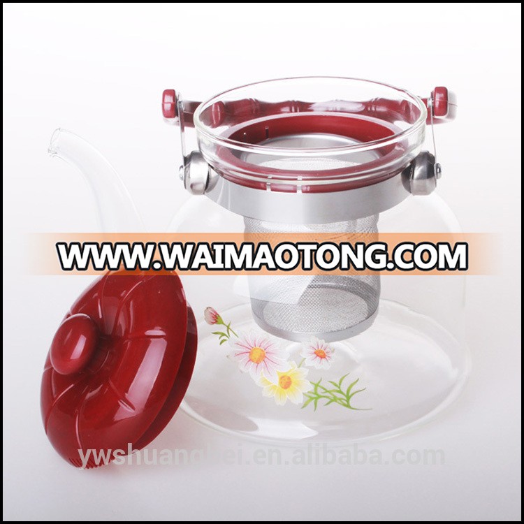 New Design 1000ml Borosilicate Glass Tea Pot With Filter, Glass Pitcher With Tea Strainer