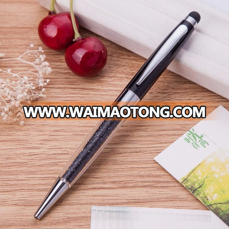 crystal promotional advertisement business signature of ballpen with touch screen head stylus ballpoint pen