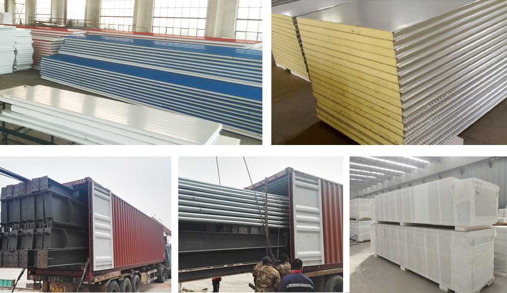 Prefab light steel structure storage workshop modular hall design