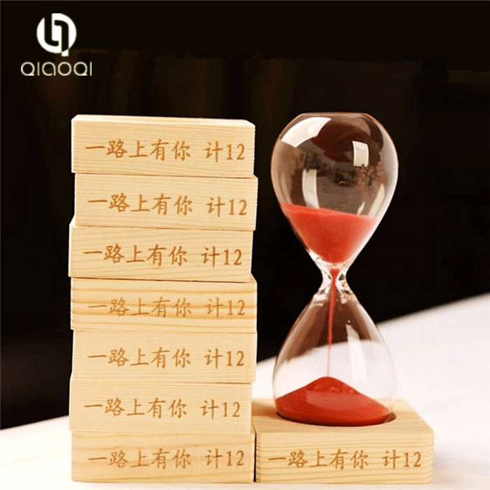 Promotional Custom decoration souvenir 1 3 5 minutes tea wooden hourglass sand timer sand clock set