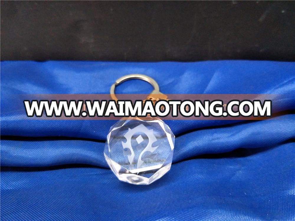 crystal keychain with 3d laser horde logo inside