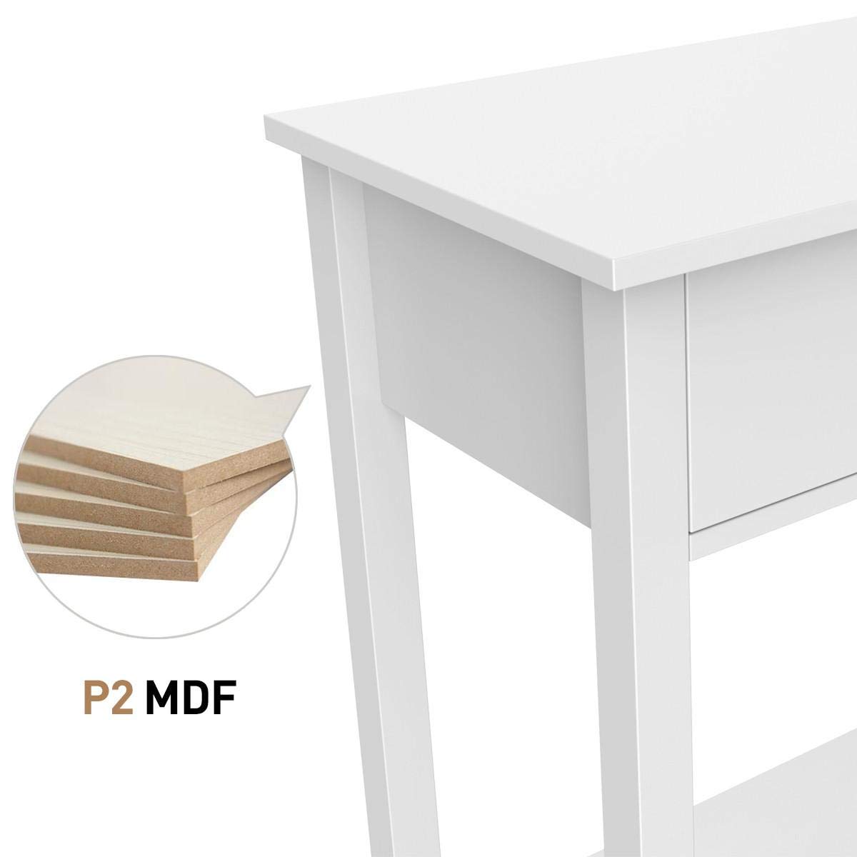 Modern bedroom white dressing desk bed end side table,European hallway mdf entrance console table with drawer