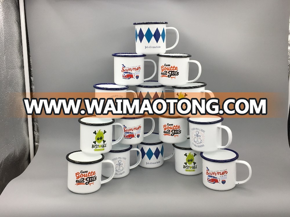 Factory Wholesales FDA Custom Color and Printing Carbon Steel Enamel Mug