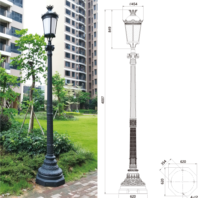 Decorative Antique Outdoor Aluminum Garden Light Post/Antique post  DHK-9004