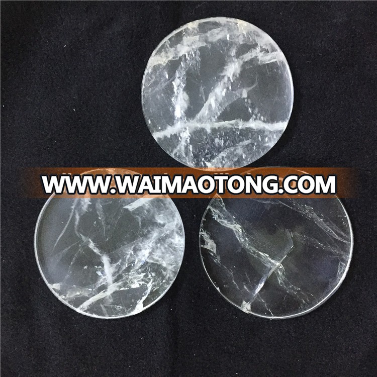 Natural rock quartz crystal plate crystal tile high polished crystal plate for tea cups