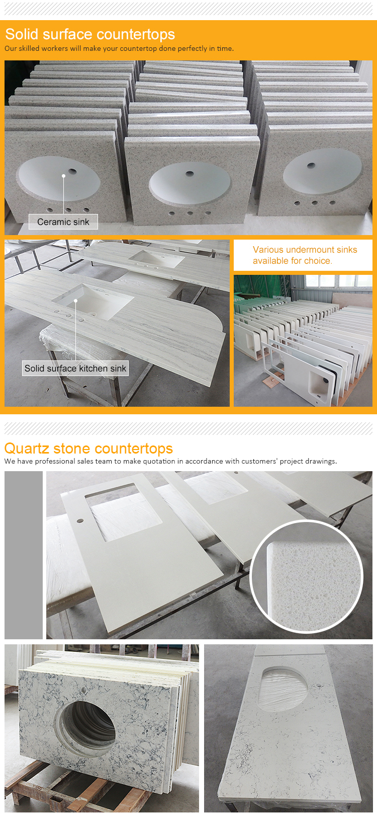 Best Quality Quartz Countertop Bathroom Cabinet Vanity Countertop