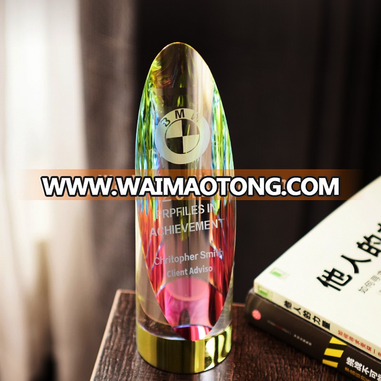 Colorful colorful beveled cylinder crystal trophy