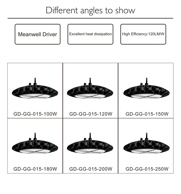 Free Sample IP65 factory warehouse industrial 150w 180w 200w 250w 300w ufo led high bay light