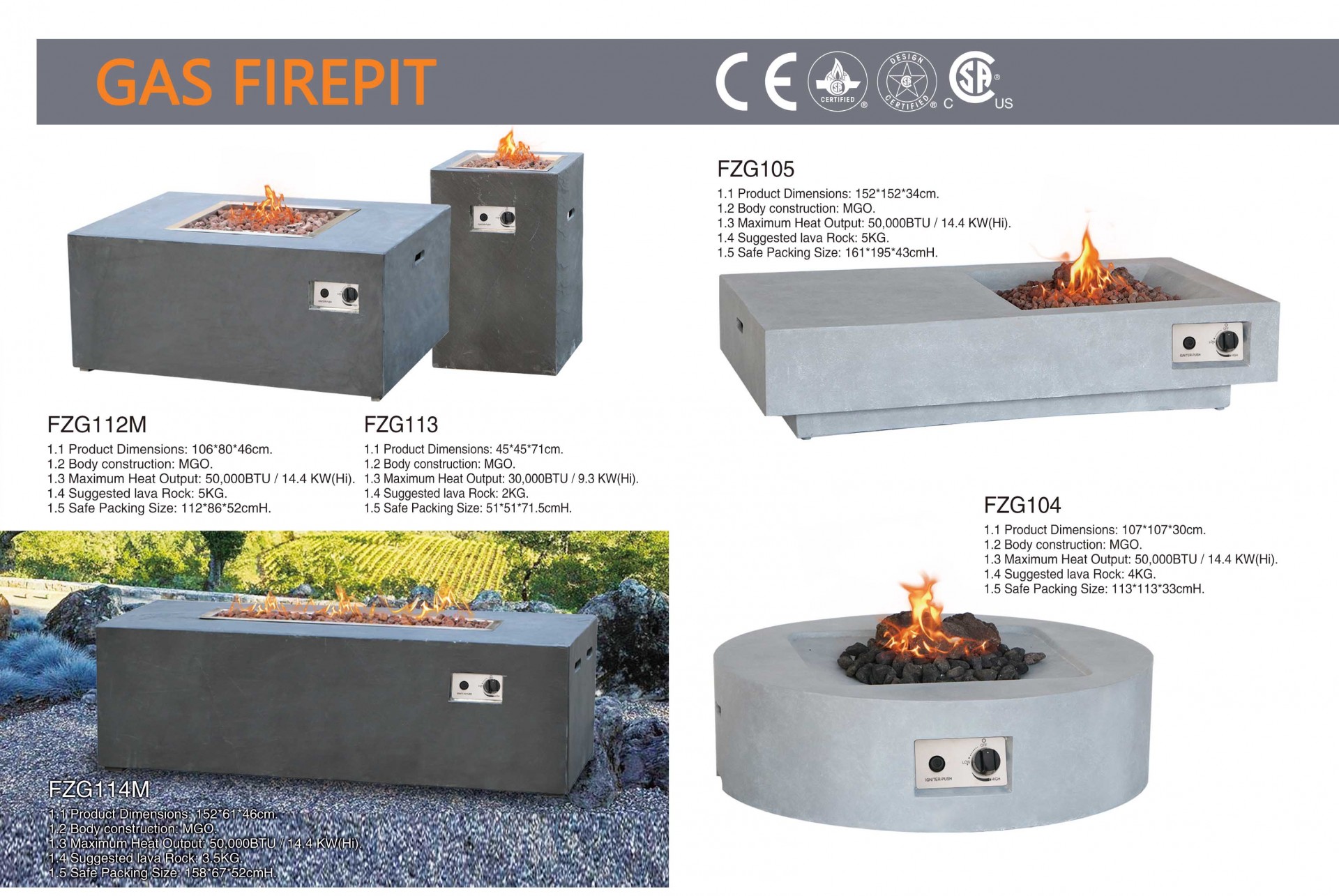 Outdoor Propane Gas Fire Pit Table