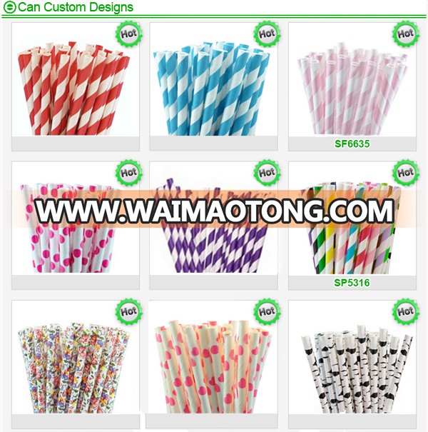 Green Eco-Friendly Disposable Drinking Striped Paper Straws