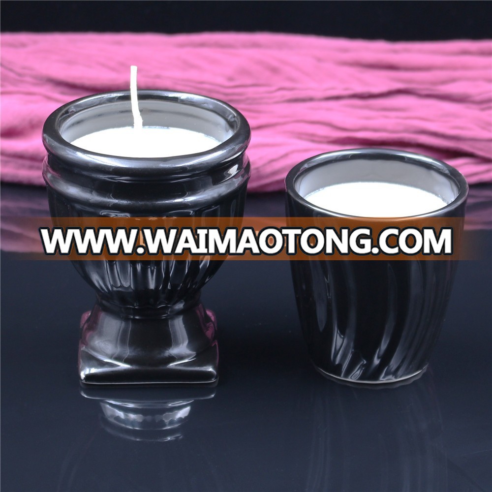 Hot sale black ceramic soy candle for home decoration