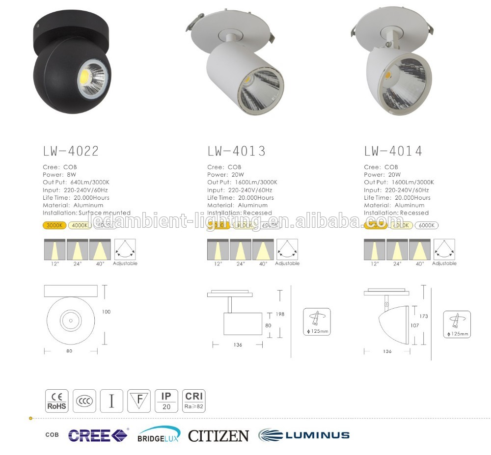 Restaurant using LED Aluminium ceiling type COB surface mount lights profile fixtures