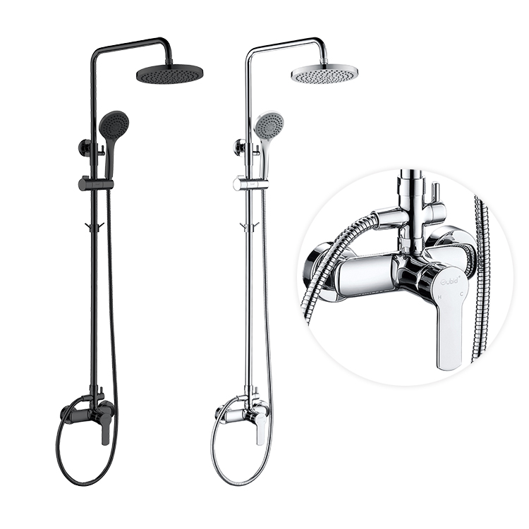 matt black hot and cold rain bath room brass toilet shower column set tap taps mixer faucet