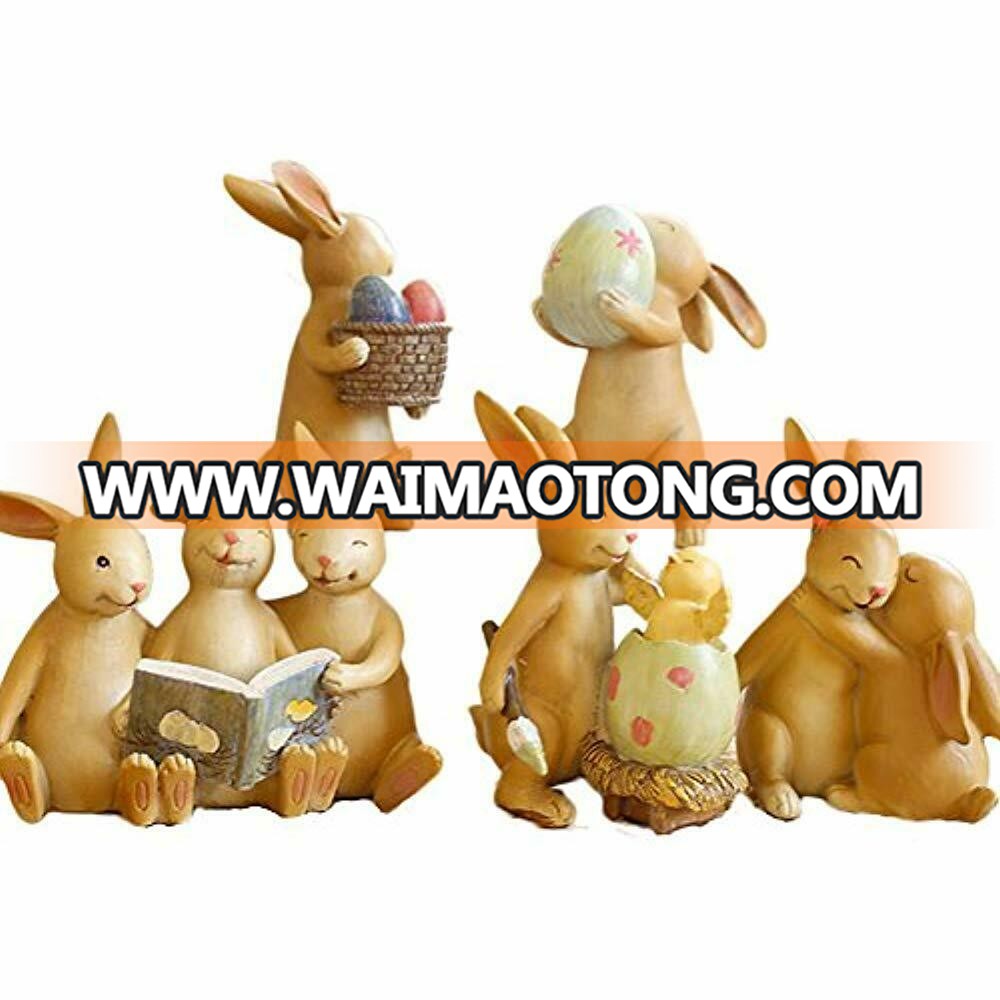 Resin Collectible Figurines Bunny Decorations Spring Easter Decors Tabletopper