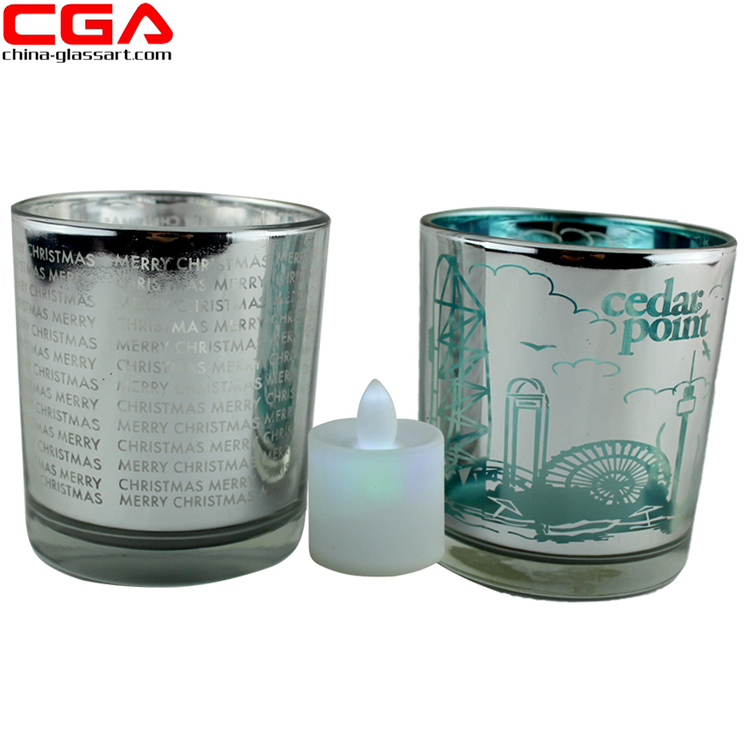 Best selling products color painting glass Candle cup Christmas candle holder