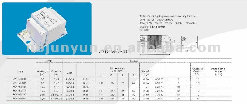 400w inductance lamp ballast