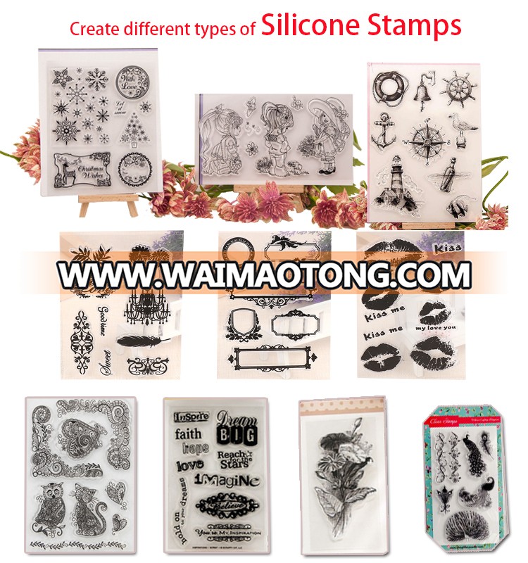 Silicone stamp chromatic alphabet number stationery pattern clear stamps scrapbooking