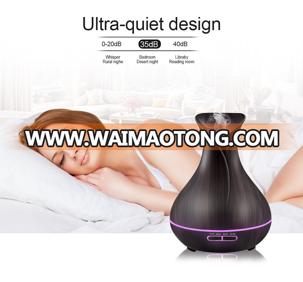 400ml Air Humidifier Essential Oil Diffuser Aroma Lamp Aromatherapy Electric Aroma Diffuser Mist Maker for Home-Wood