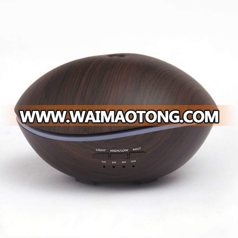 New Wood Grain 500ml Home Silent Ultrasonic USB AC Aromatherapy Machine Humidifier Whale Shape LED Essential Oil Diffuser