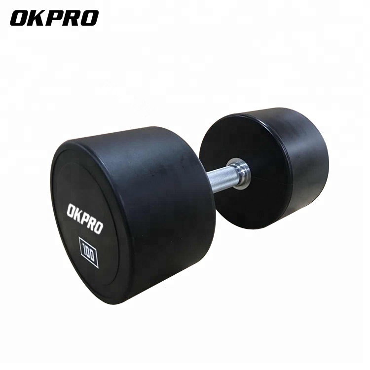 Commercial Fitness Dumbbell Set Gym Black Round PU Dumbbell