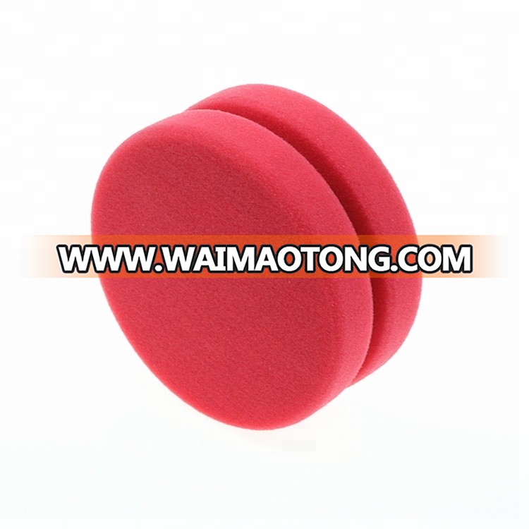 Car Care Soft Polyester Sponge Red Notched Yo-yo Shape Painting Tire Waxing Detail Dressing Applicator Pad