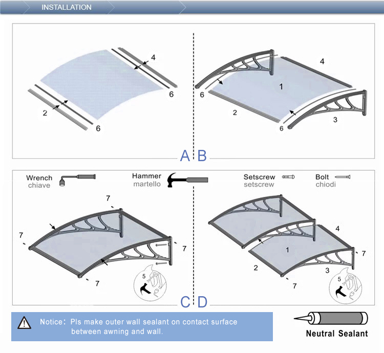 Light weight easy installation awning wholesale rain cover for balcony