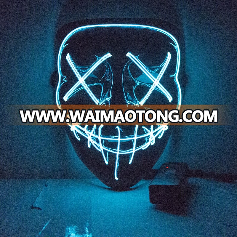 Led Mask Halloween Party Masque Masquerade Masks Neon Mask Light Glow In The Dark Mascara Horror Mask Glowing Masker Purge